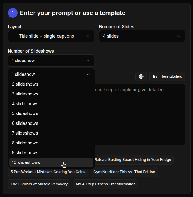 Bulk slideshow generation feature
