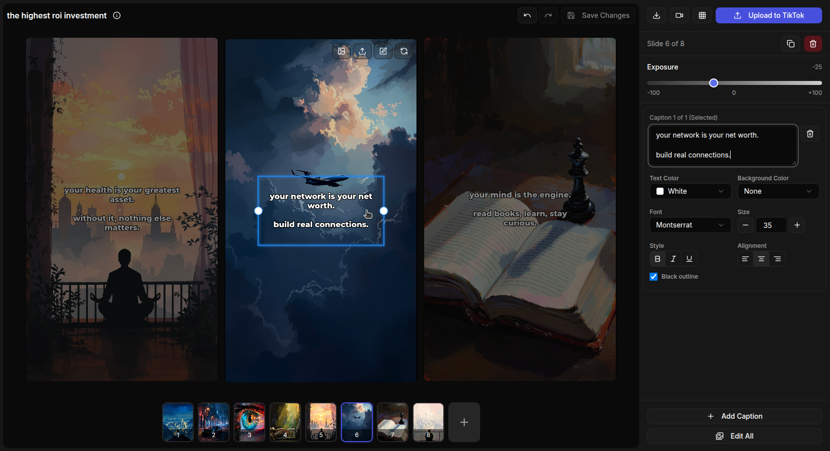 TikTok slideshow editor interface